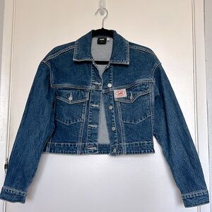 NWOT Lee Cropped Dark Wash Denim Jacket